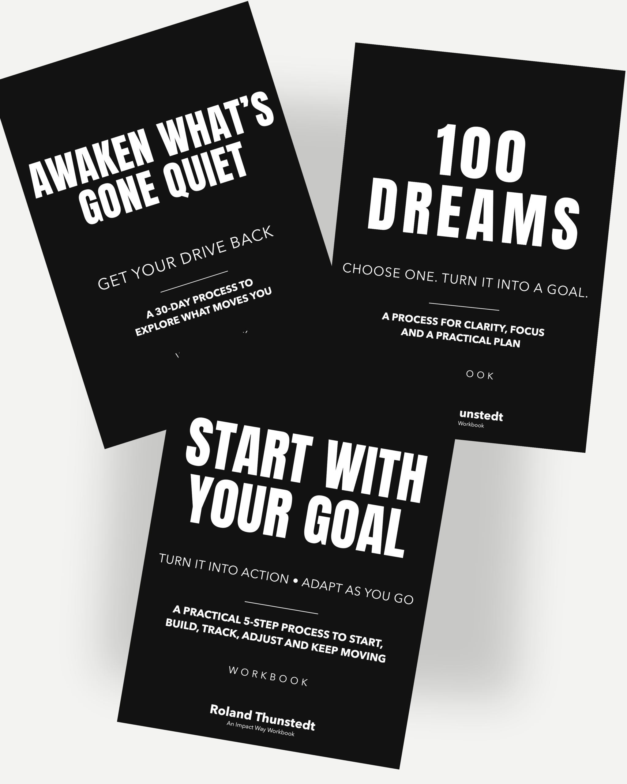 Complete Workbook Series 1 Preview showing the covers of Awaken What’s Gone Quiet, 100 Dreams and Start With Your Goal.