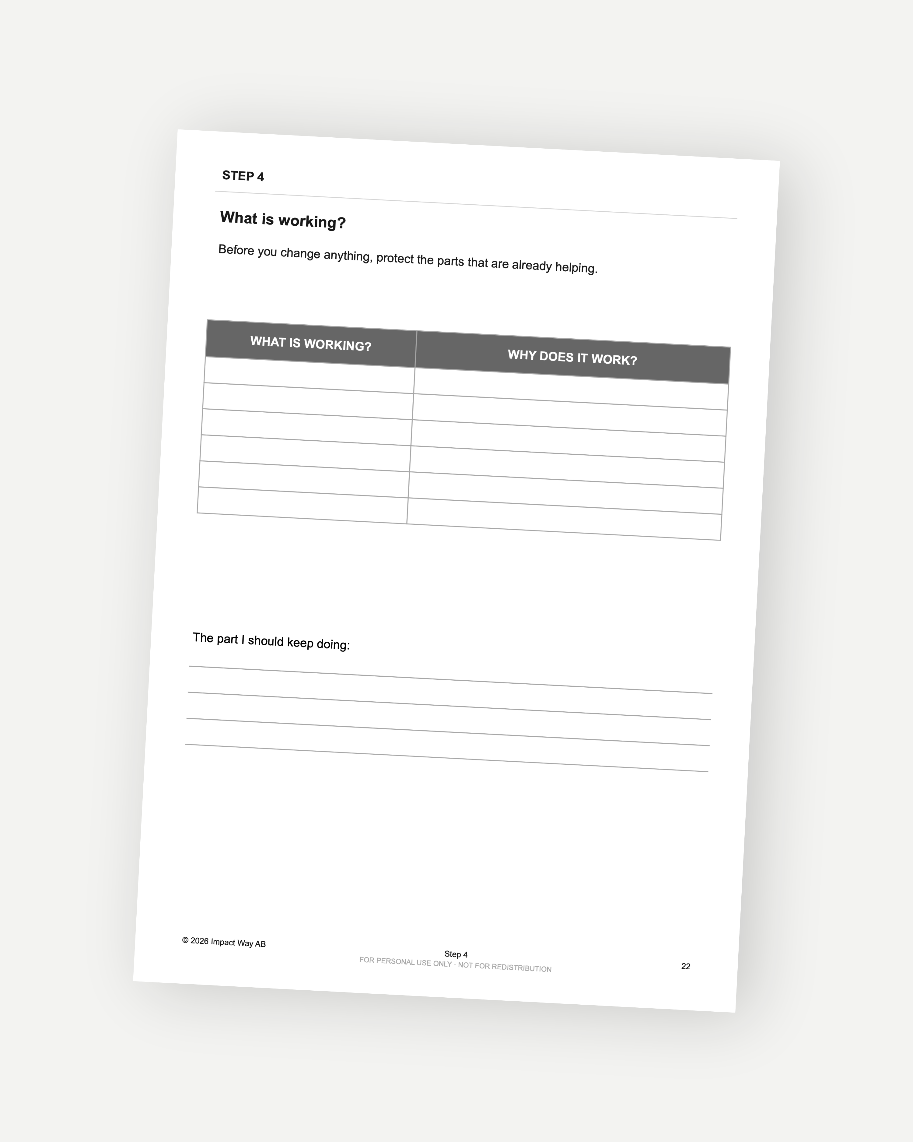 Preview of page 22 in the Start With Your Goal workbook.