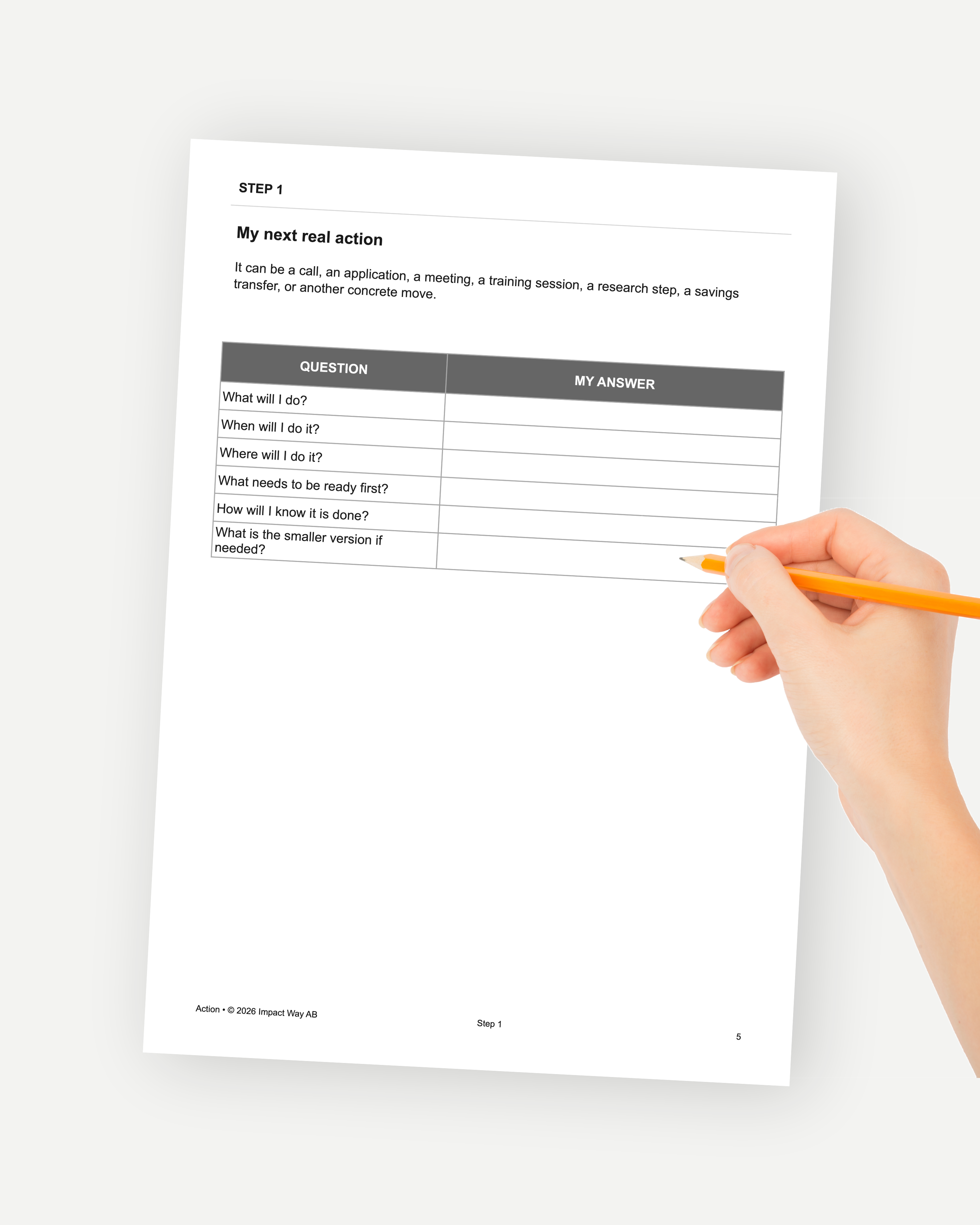 Preview of page 5 in the Start With Your Goal workbook.