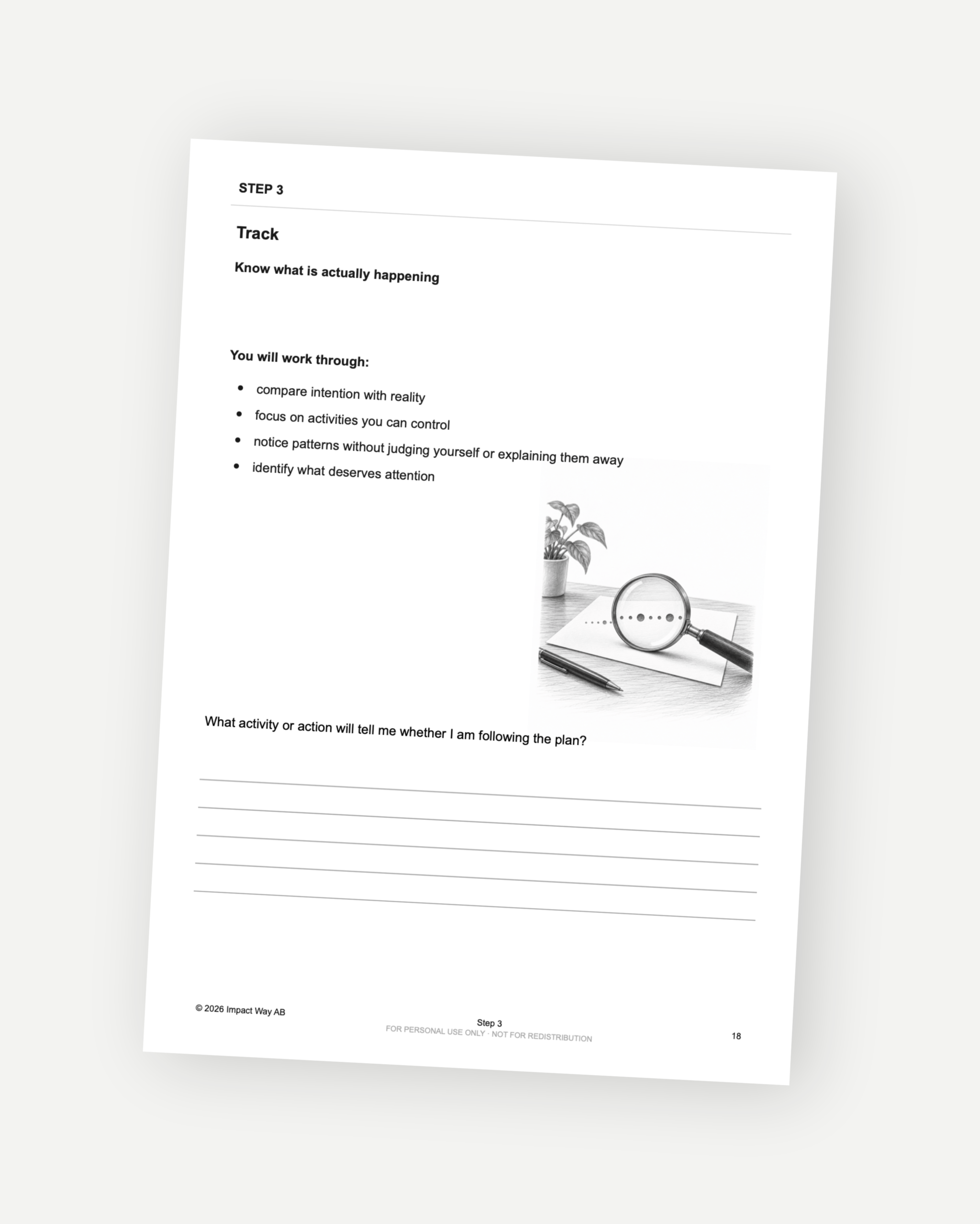 Starta med ditt mål 4 Preview of page 18 from the Start With Your Goal workbook.