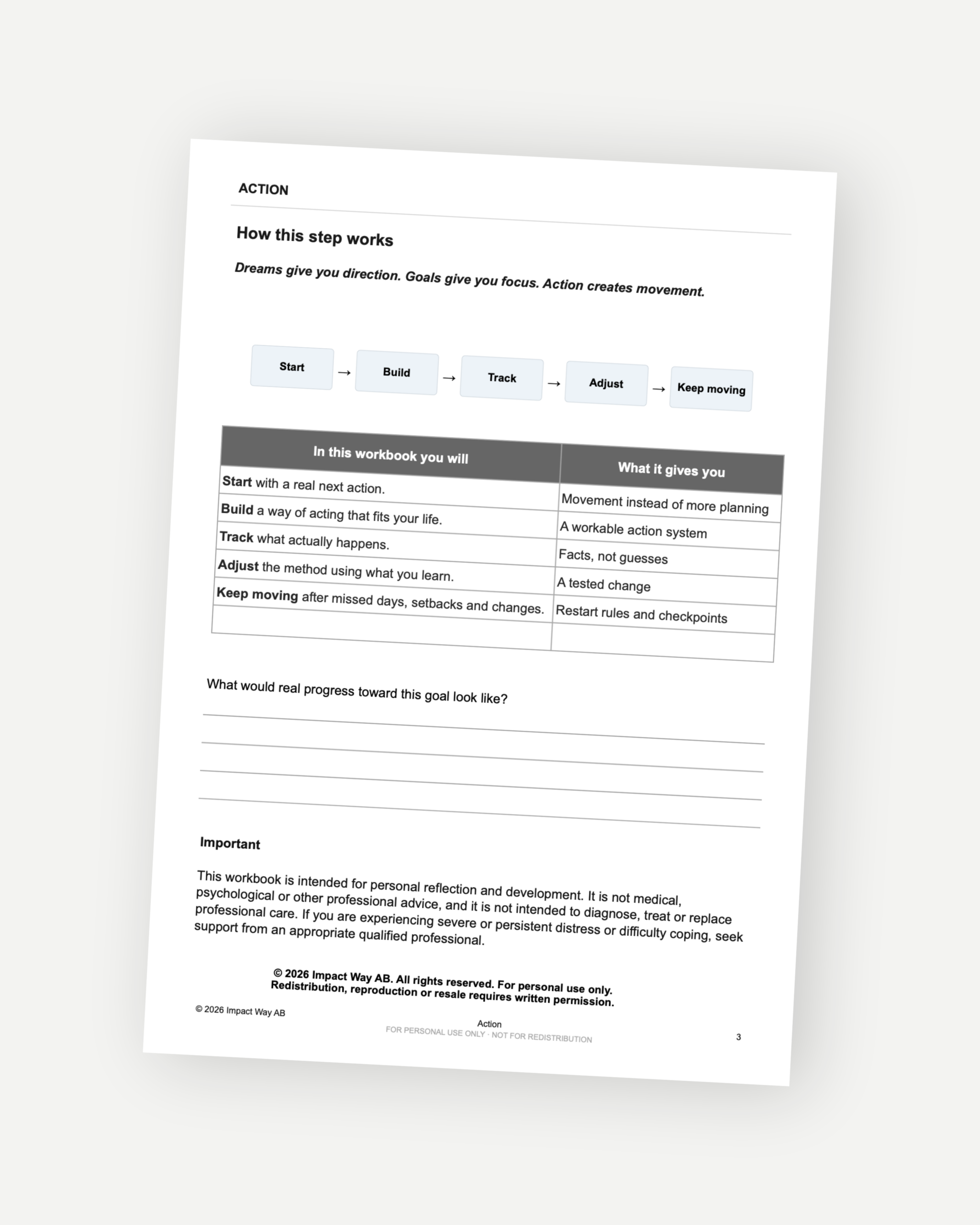 Starta med ditt mål 2 Preview of page 3 from the Start With Your Goal workbook.
